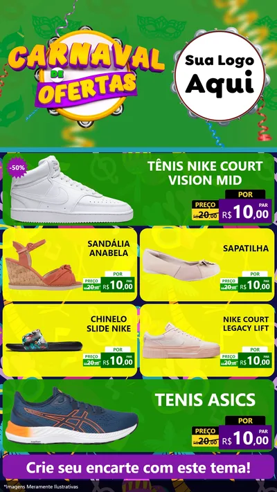 Modelo de TV para TV Vertical com o tema Carnaval de Ofertas para Calçados
