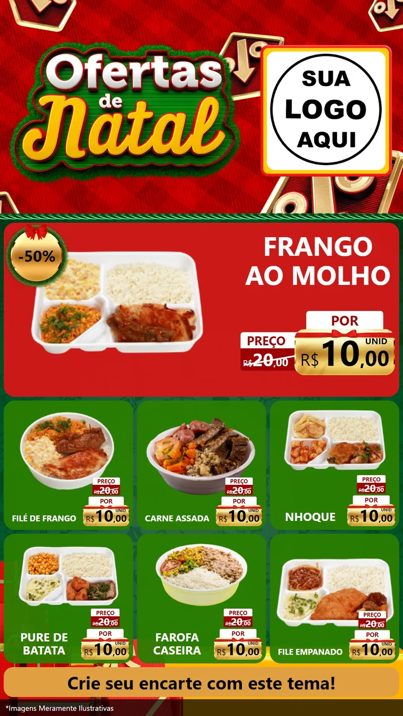 Modelo de Rede Social para Stories com o tema Ofertas de Natal para Restaurante