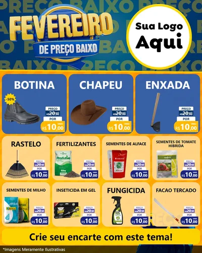 Modelo de Rede Social para Feed Instagram com o tema Fevereiro de Preço Baixo para Agropecuária