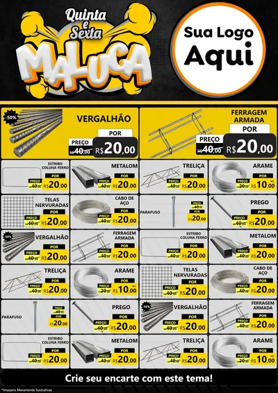 Modelo de Encarte para Encarte A4 Vertical com o tema Quinta e Sexta Maluca para Ferragens