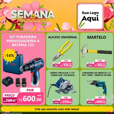 Modelo de Rede Social para Feed Facebook com o tema Semana da Primavera para Maquinas e Ferramentas