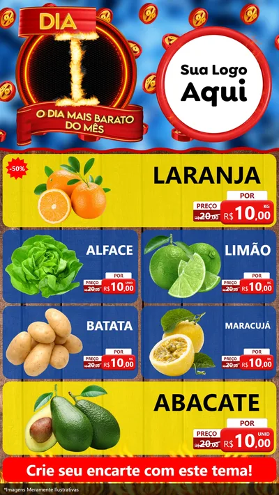 Modelo de TV para TV Vertical com o tema Dia I - O Dia Mais Barato Do Mês para Hortifrúti