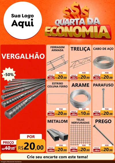 Modelo de Encarte para Encarte A4 Vertical com o tema Quarta da Economia para Ferragens