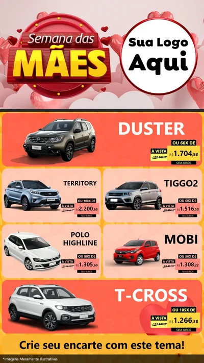 Modelo de TV para TV Vertical com o tema Semana das Mães para Concessionaria de Carros