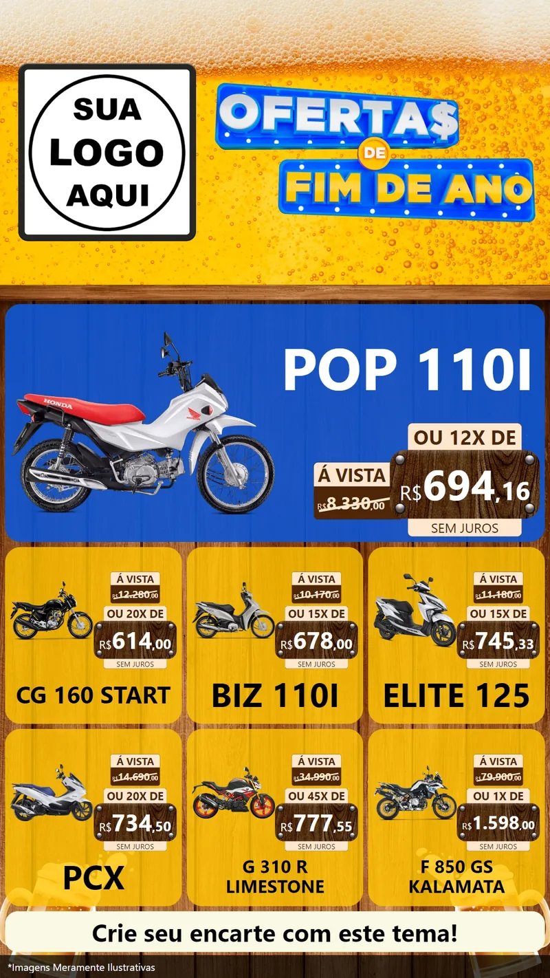 Modelo de Rede Social para Stories com o tema Ofertas de Fim de Ano para Concessionaria de Motos