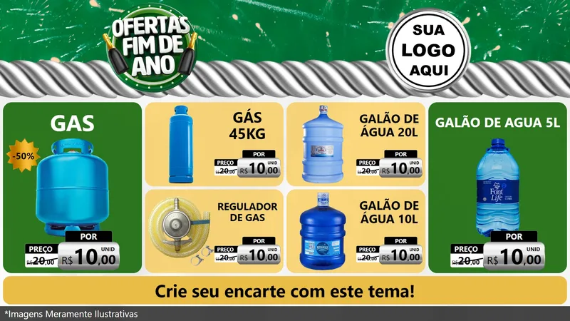 Modelo de TV para TV Horizontal com o tema Ofertas Fim de Ano para Água e gás