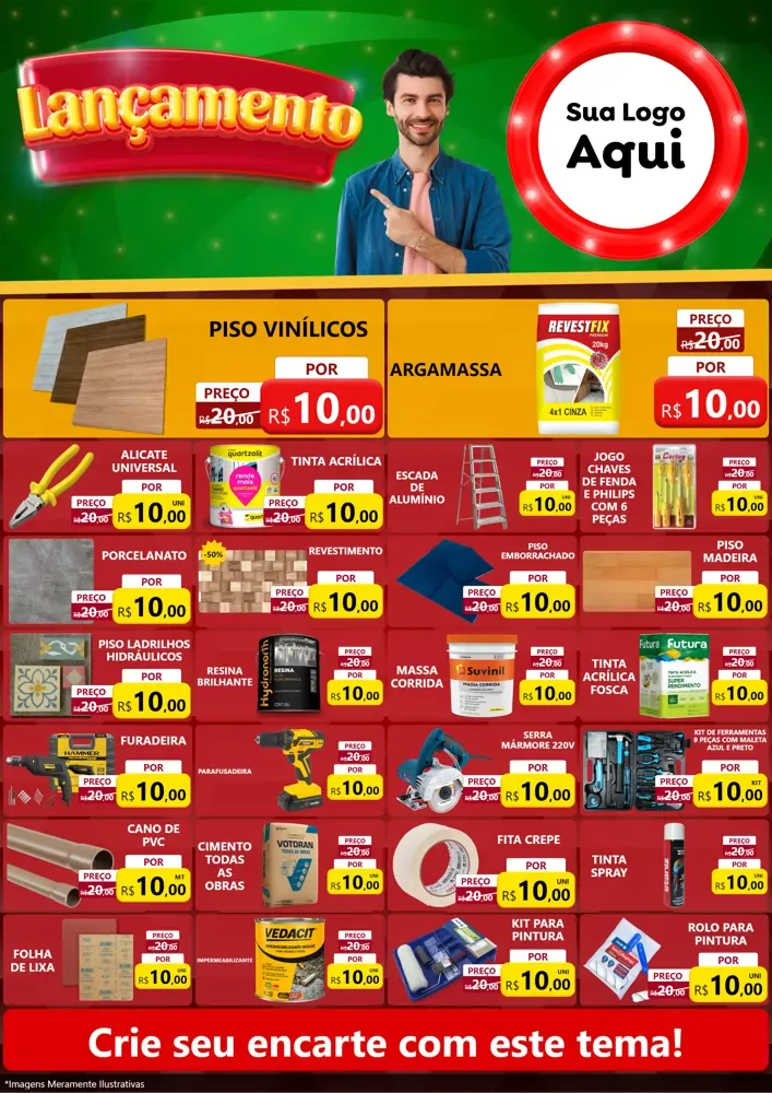 Modelo de Encarte para Encarte A4 Vertical com o tema Lançamento para Material para Construção