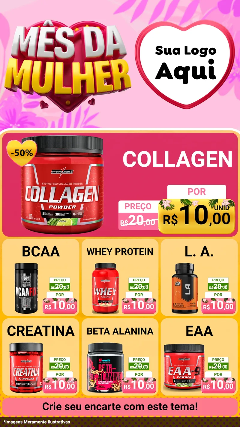 Modelo de Rede Social para Stories com o tema Mês da Mulher para Suplementos alimentares