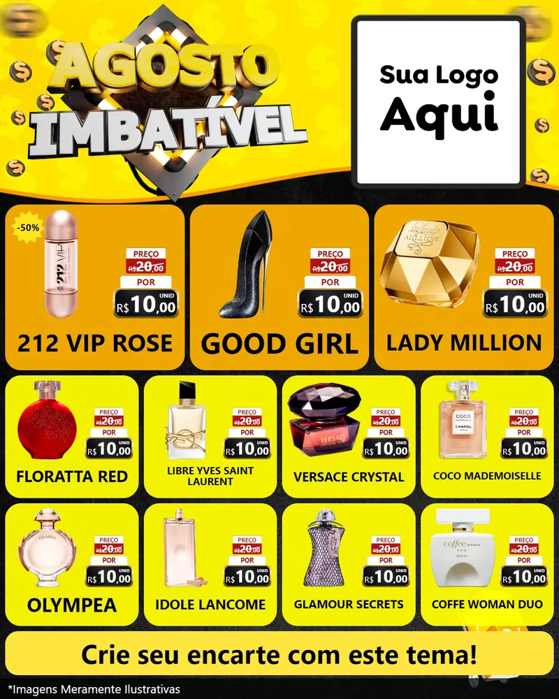Modelo de Rede Social para Feed Instagram com o tema Agosto Imbatível para Perfumes