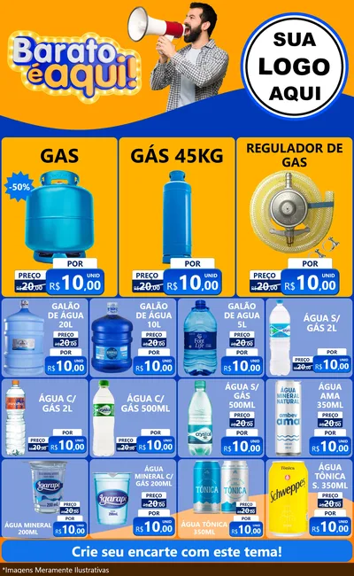 Modelo de Encarte para Encarte Grande com o tema Barato é aqui para Água e gás