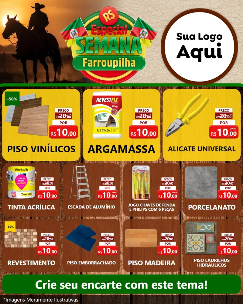 Modelo de Rede Social para Feed Instagram com o tema Especial Semana Farroupilha para Material para Construção