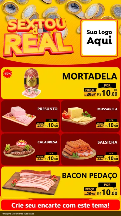 Modelo de TV para TV Vertical com o tema Sextou do Real para Frios e Laticínios