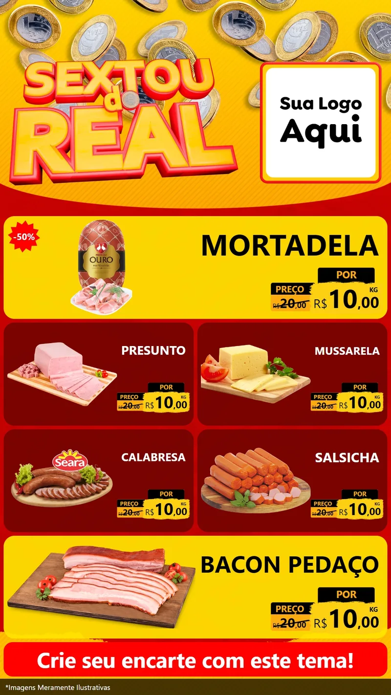 Modelo de TV para TV Vertical com o tema Sextou do Real para Frios e Laticínios