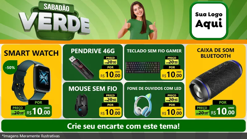 Modelo de TV para TV Horizontal com o tema Sabadão Verde para Informática
