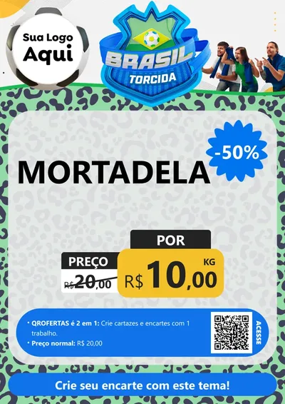 Modelo de Cartaz para Cartaz A4 Vertical com o tema Brasil Torcida - Copa para Frios e Laticínios