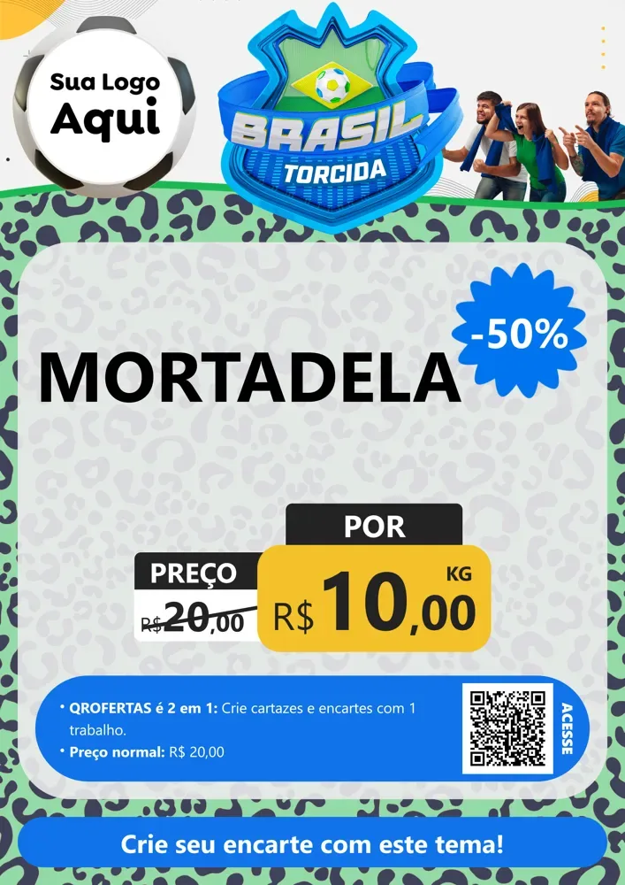 Modelo de Cartaz para Cartaz A4 Vertical com o tema Brasil Torcida - Copa para Frios e Laticínios