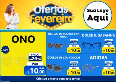 Modelo de Encarte para Encarte A4 Horizontal com o tema Ofertas de Fevereiro para Óticas