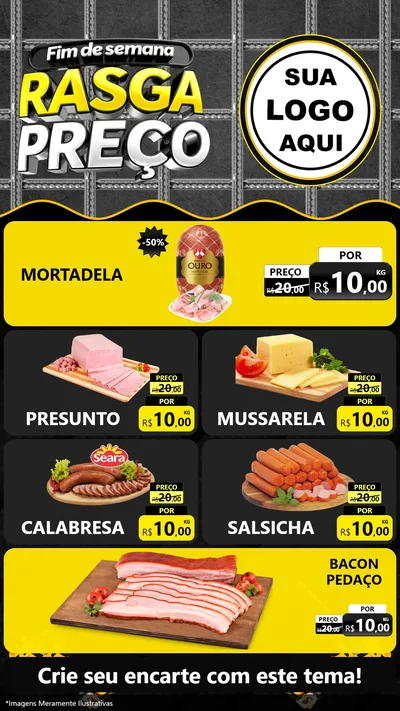 Modelo de TV para TV Vertical com o tema Fim de Semana Rasga Preço para Frios e Laticínios