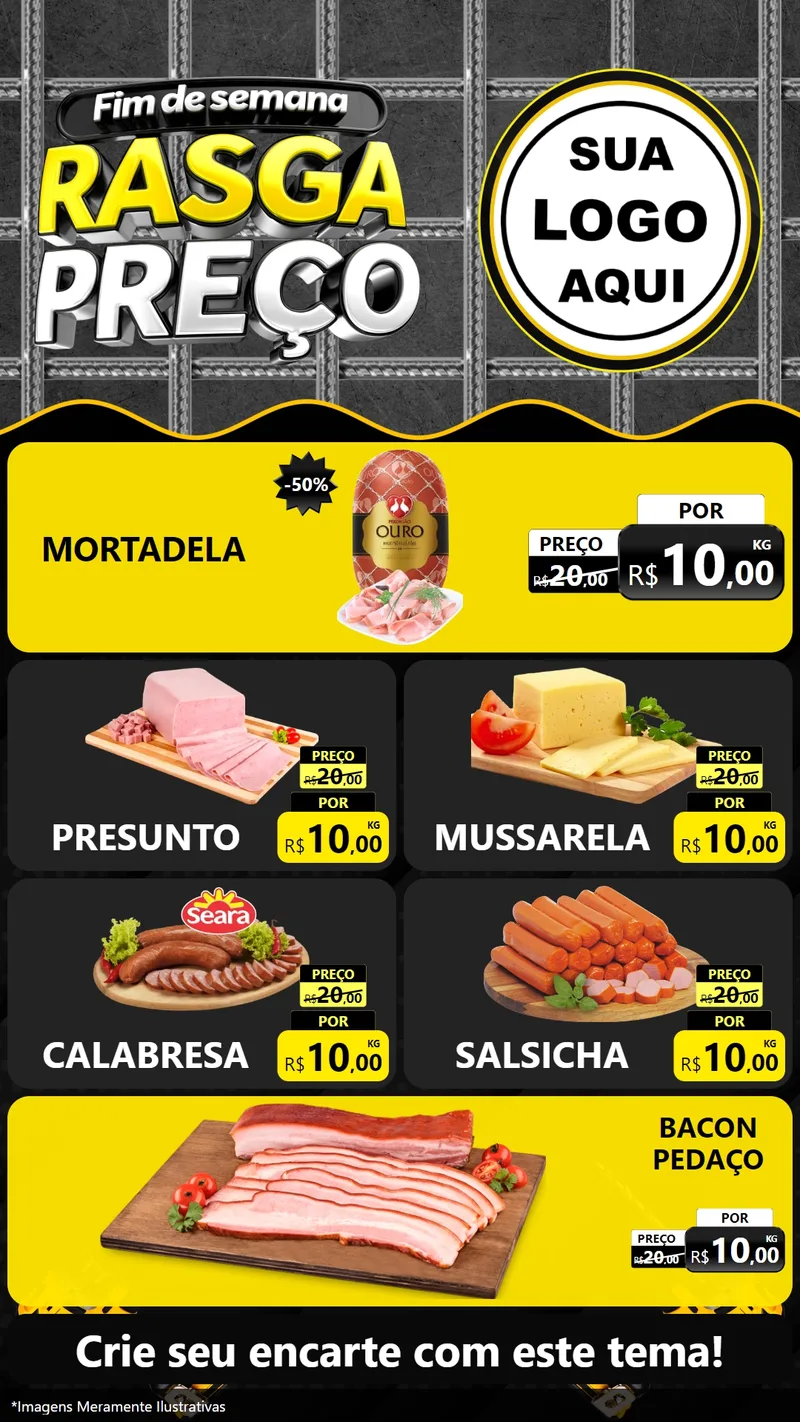 Modelo de TV para TV Vertical com o tema Fim de Semana Rasga Preço para Frios e Laticínios