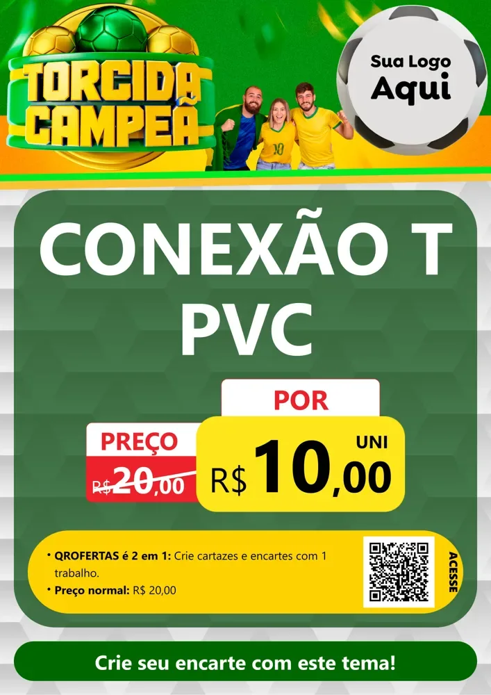 Modelo de Cartaz para Cartaz A4 Vertical com o tema Torcida Campeã - Copa para Tubos e conexões