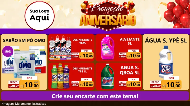 Modelo de TV para TV Horizontal com o tema Promoção de Aniversário para Produtos de Limpeza
