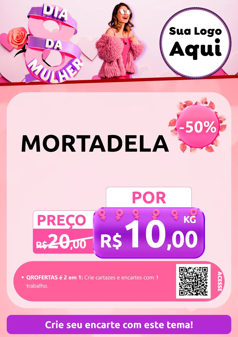 Modelo de Cartaz para Cartaz A4 Vertical com o tema Dia da Mulher para Frios e Laticínios