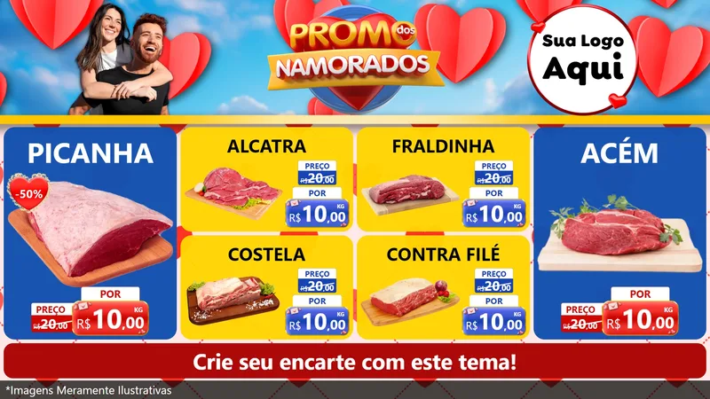 Modelo de TV para TV Horizontal com o tema Promo dos Namorados para Açougue