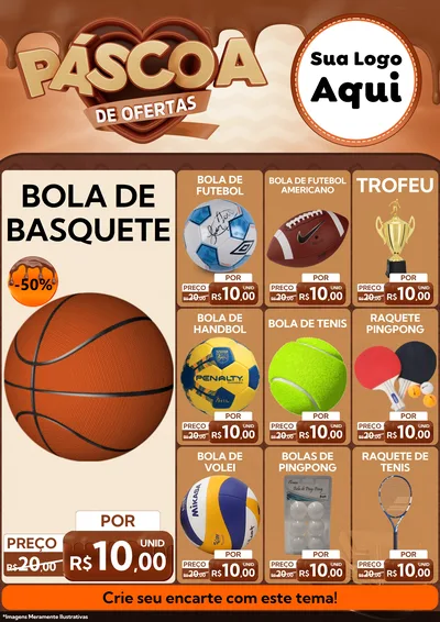 Modelo de Encarte para Encarte A4 Vertical com o tema Páscoa de Ofertas para Artigos Esportivos