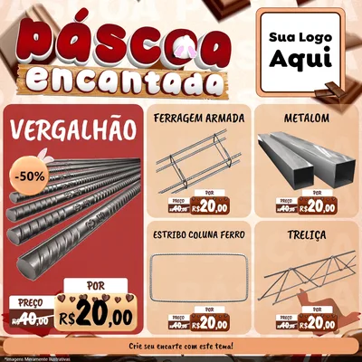 Modelo de Rede Social para Feed Facebook com o tema Páscoa Encantada para Ferragens