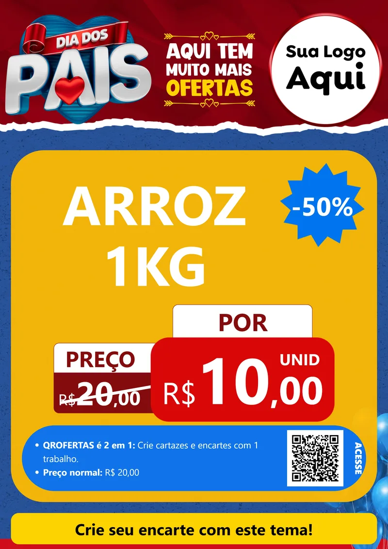 Modelo de Cartaz para Cartaz A4 Vertical com o tema Dia dos Pais para Supermercado