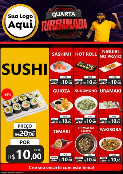 Modelo de Encarte para Encarte A4 Vertical com o tema Quarta Turbinada para Comida japonesa