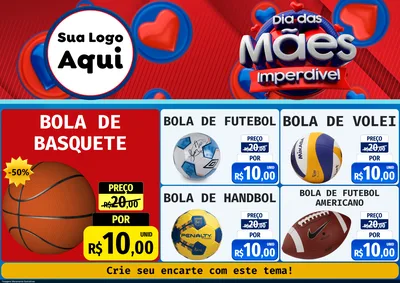 Modelo de Encarte para Encarte A4 Horizontal com o tema Dia Das Mães Imperdível para Artigos Esportivos