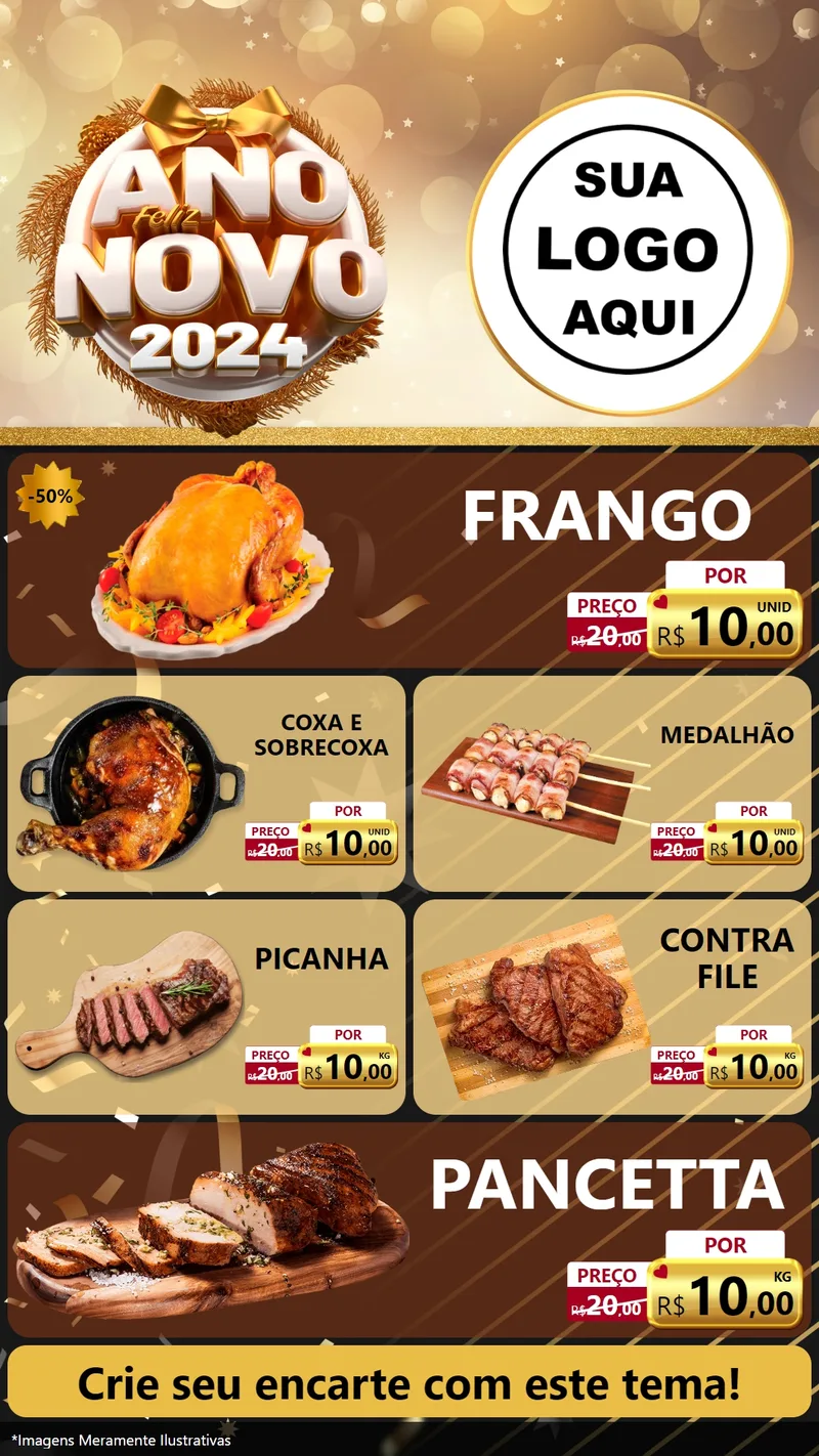 Modelo de TV para TV Vertical com o tema Feliz Ano Novo 2027 para Assados