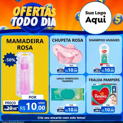 Modelo de Rede Social para Feed Facebook com o tema Ofertas Todo Dia para Bebês