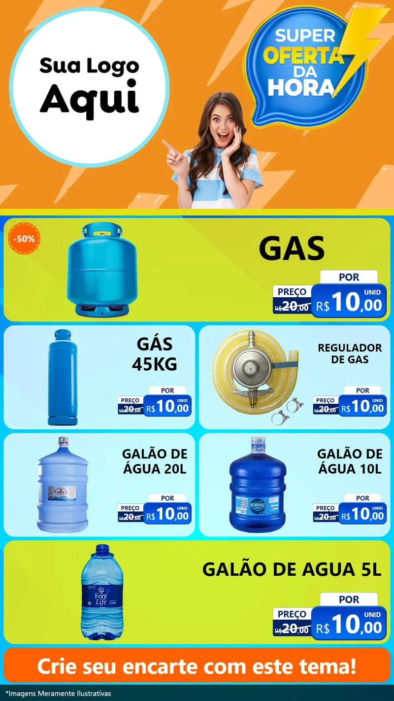 Modelo de TV para TV Vertical com o tema Super Oferta da Hora para Água e gás