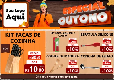 Modelo de Encarte para Encarte A4 Horizontal com o tema Especial Outono para Utilidades Domésticas