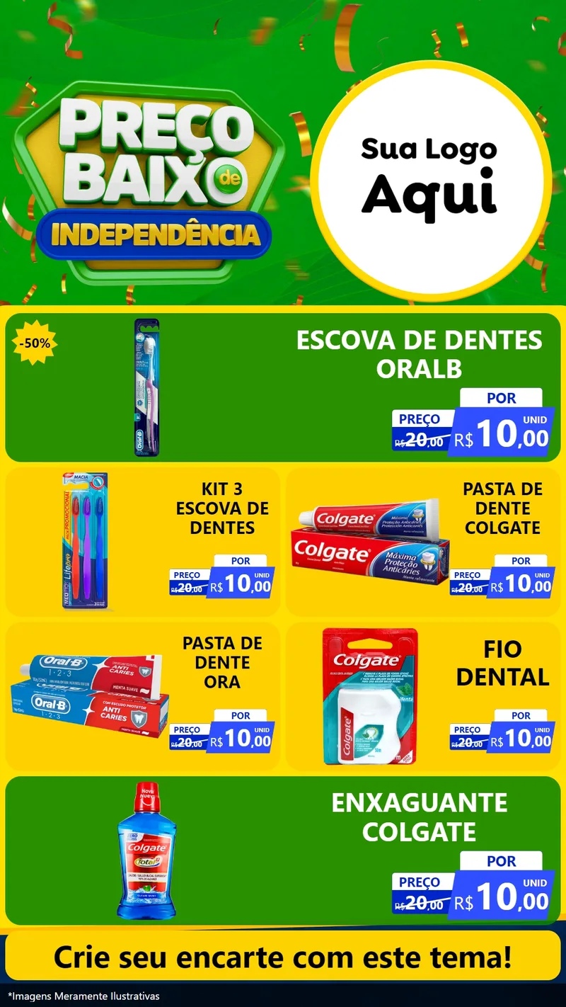 Modelo de TV para TV Vertical com o tema Preço Baixo de Independência para Higiene Pessoal