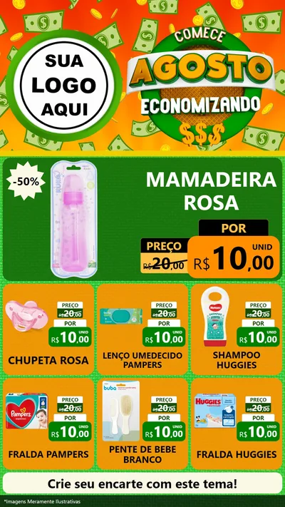 Modelo de Rede Social para Stories com o tema Comece Agosto Economizando para Bebês
