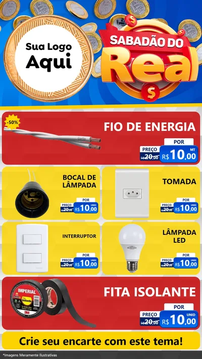 Modelo de TV para TV Vertical com o tema Sabadão do Real para Materiais Elétricos