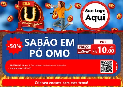 Modelo de Cartaz para Cartaz A4 Horizontal com o tema Dia U - O Dia Mais Barato Do Mês para Produtos de Limpeza