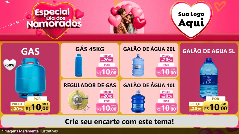 Modelo de TV para TV Horizontal com o tema Especial Dia dos Namorados para Água e gás