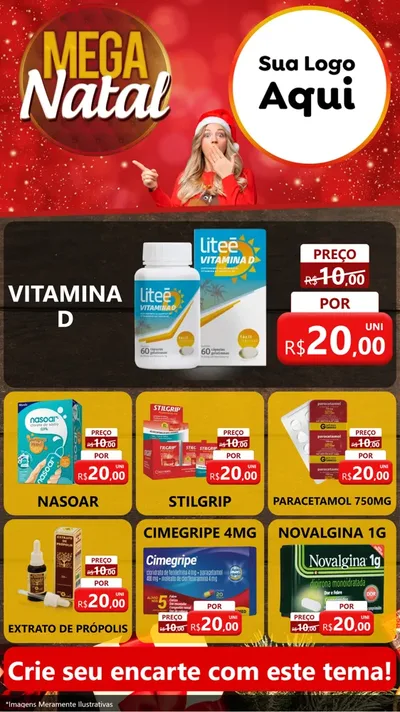 Modelo de Rede Social para Stories com o tema Mega Natal para Farmácia
