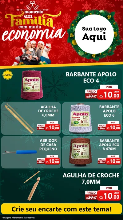 Modelo de TV para TV Vertical com o tema Momento em Família (Natal) para Armarinho e Aviamentos
