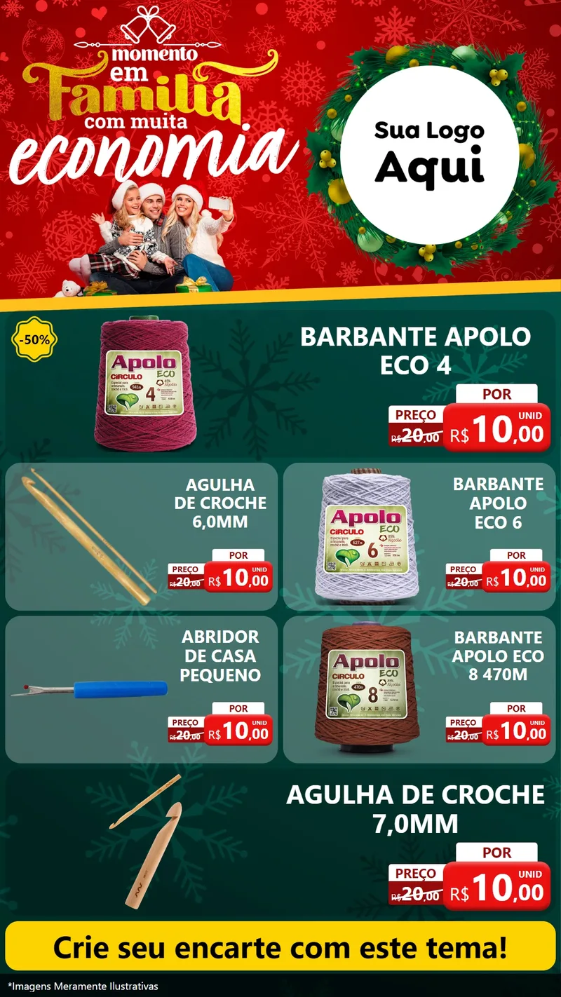 Modelo de TV para TV Vertical com o tema Momento em Família (Natal) para Armarinho e Aviamentos