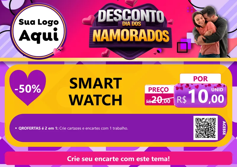 Modelo de Cartaz para Cartaz A4 Horizontal com o tema Desconto Dia dos Namorados para Informática