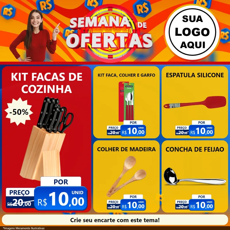 Modelo de Rede Social para Feed Facebook com o tema Semana de Ofertas para Utilidades Domésticas