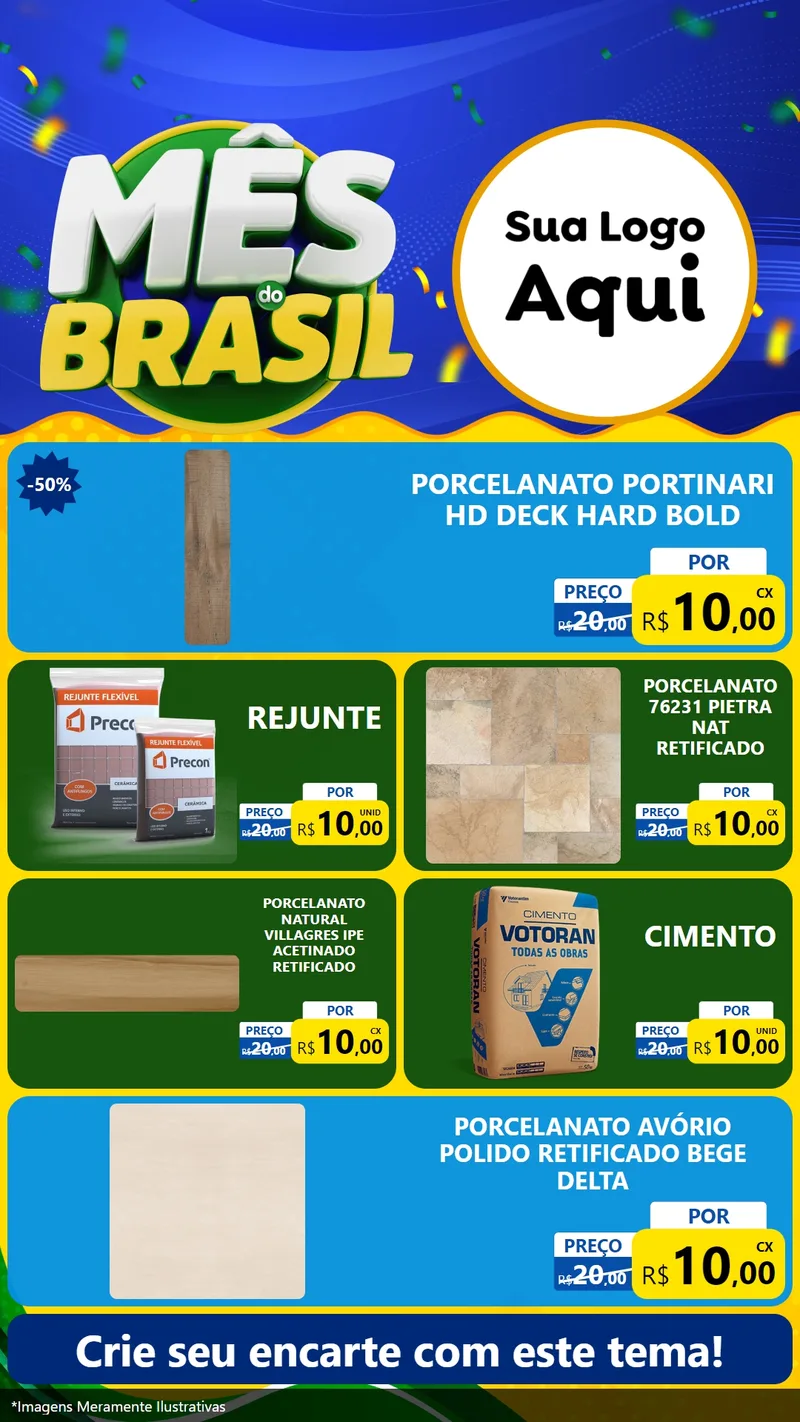 Modelo de TV para TV Vertical com o tema Mês do Brasil para Pisos e revestimentos