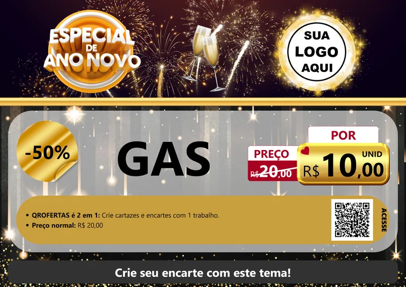 Modelo de Cartaz para Cartaz A4 Horizontal com o tema Especial de Ano Novo para Água e gás