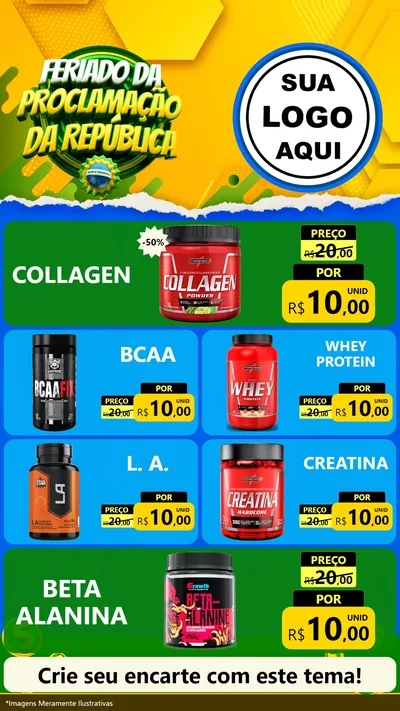 Modelo de TV para TV Vertical com o tema Feriado da Proclamação da República para Suplementos alimentares