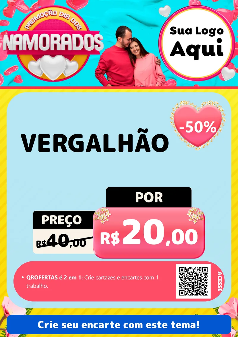 Modelo de Cartaz para Cartaz A4 Vertical com o tema Promoção Dia dos Namorados para Ferragens